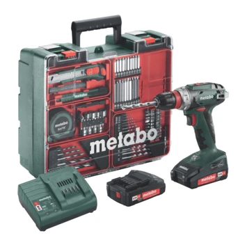 Metabo 18V Accuboormachine BS18 Quick Incl. 2 Accu's 2.0Ah + Lader En 73-delige Accessoire-set In Koffer 1 Metabo 18V Accuboormachine BS18 Quick Incl. 2 Accu's 2.0Ah + Lader En 73-delige Accessoire-set In Koffer